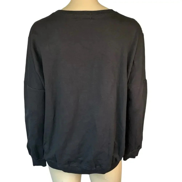 Molly Bracken Cotton Blend Sweater Velvet Animal Print Pullover Size M Black - Picture 2 of 14